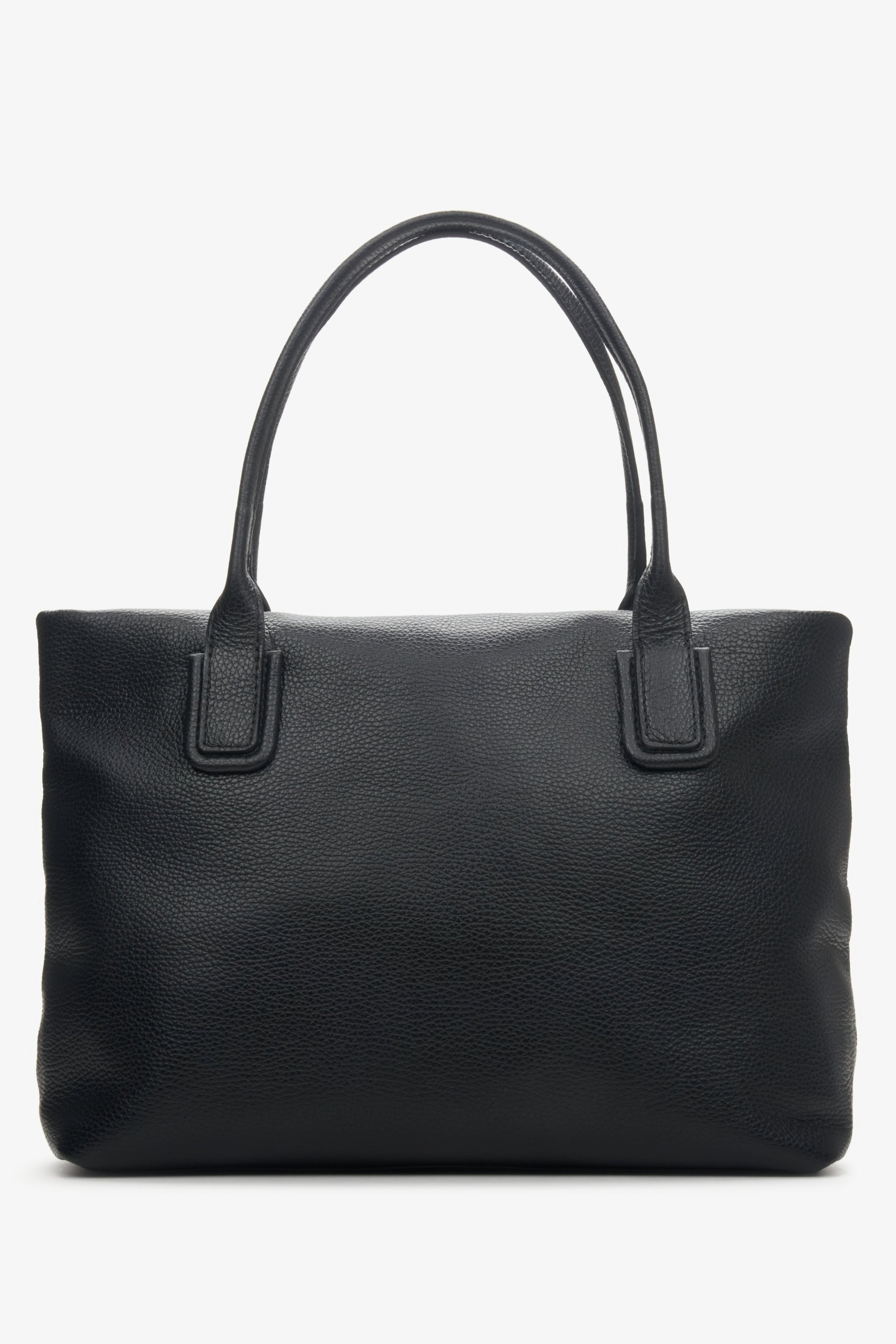 Estro: Czarna torebka damska typu shopper z włoskiej skóry naturalnej