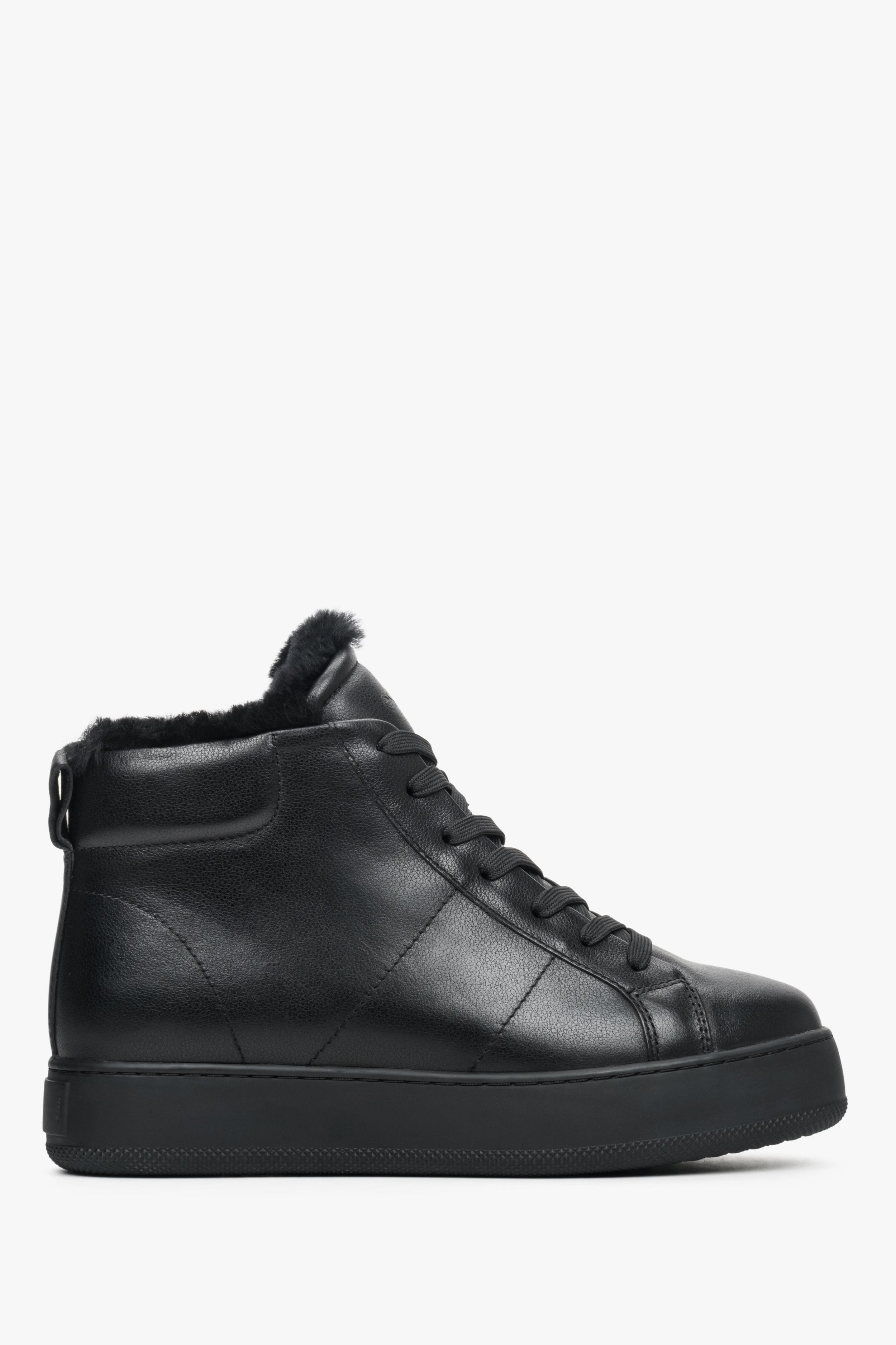 Estro: Czarne wysokie sneakersy damskie na zimę z ociepleniem