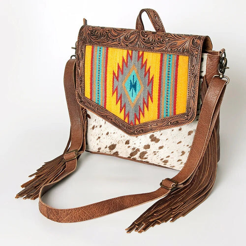 Lacey Southwestern Style CROSSBODY PURSE Bag With Genuine 