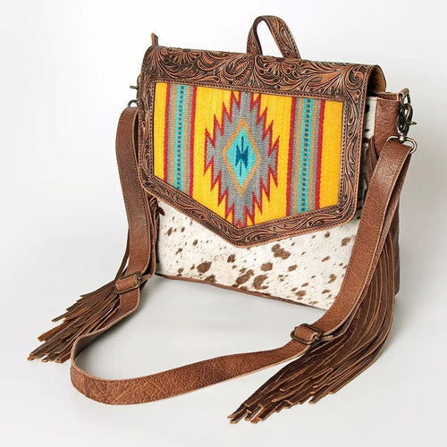 Leather Crossbody Purse - Amarillo - Supple leather Cowhide/Tooled