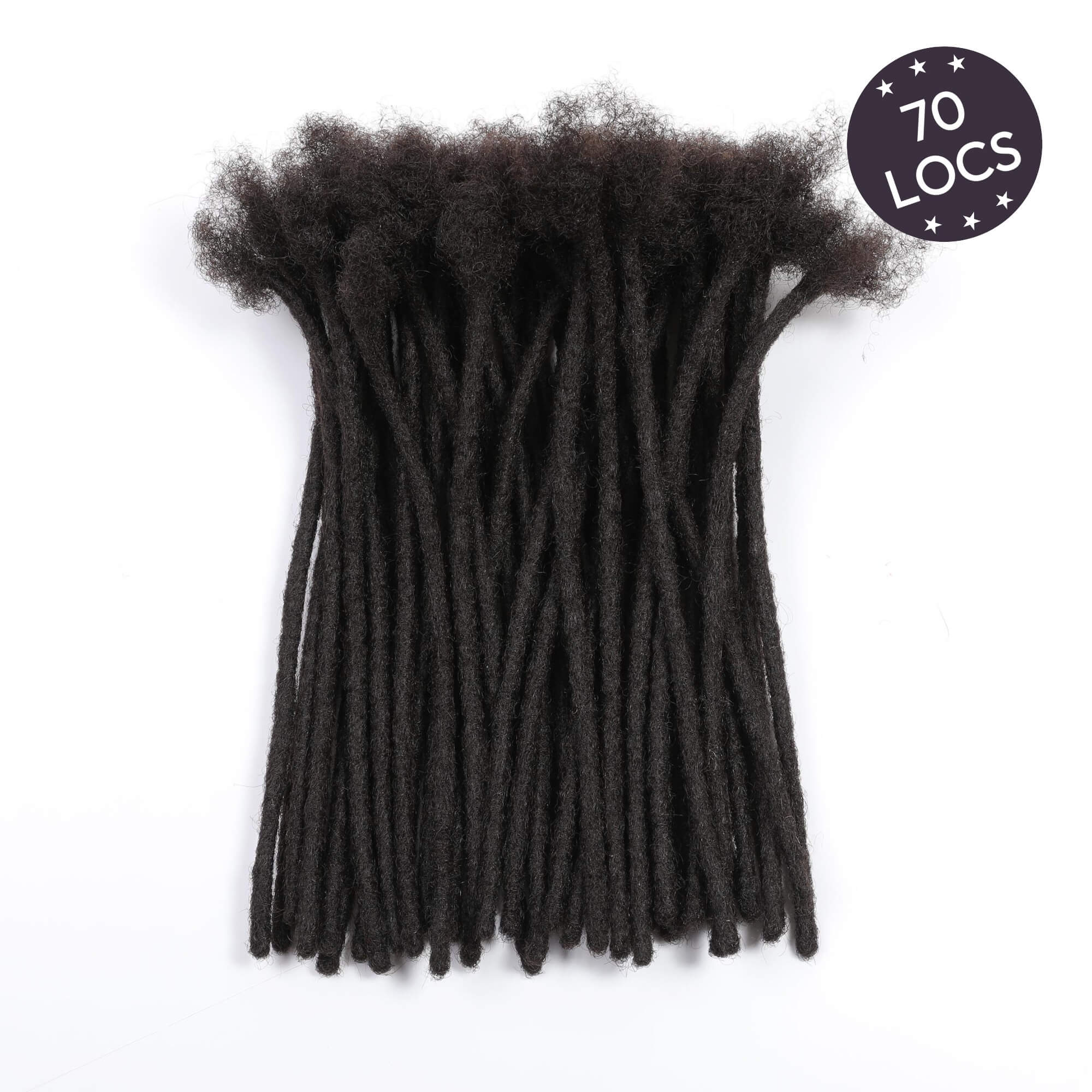 70 Locs Bundle - Standard Human Hair Loc Extensions, Natural Black