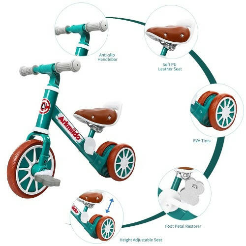 2 in 1 Baby Balance Bike, Lightweight Training Bicycle with Detachable Pedals For Children Ages 1-3