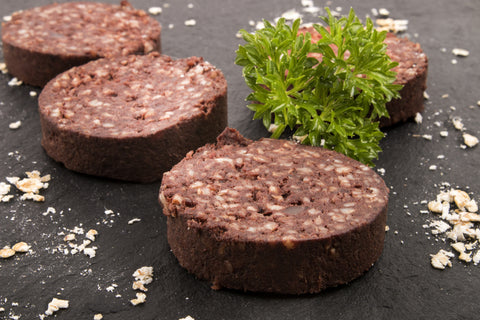 Slices of traditional Scottish black pudding