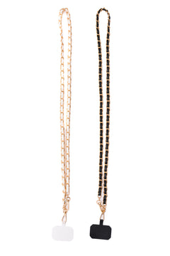 PU Leather Gold Chain Cell Phone Lanyard Set of 2|Corner Stone Spa Boutique