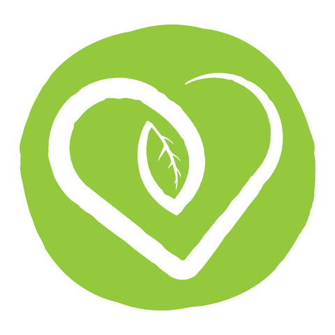 Green Planet Living logo, green circle with white heart merging into a leaf