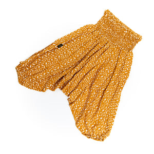 Handmade Kids Flowy Harem Pants - Jumpsuit Smocked Waist (Mustard Gauze)
