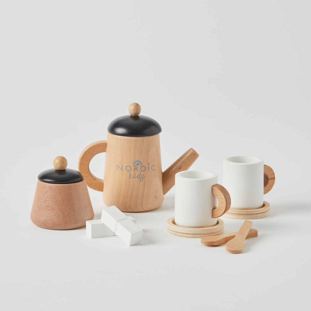 wooden tea cup set