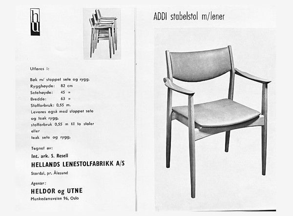 Designer Sigurd Resell og Addi stolen, Helland Møbler.