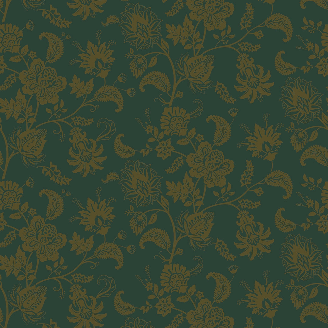 Balmoral Baroque Wallpaper in Gentleman Green and Pine Green