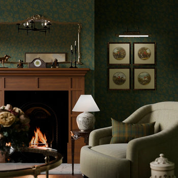 Balmoral Baroque Wallpaper in Gentleman Green and Pine Green