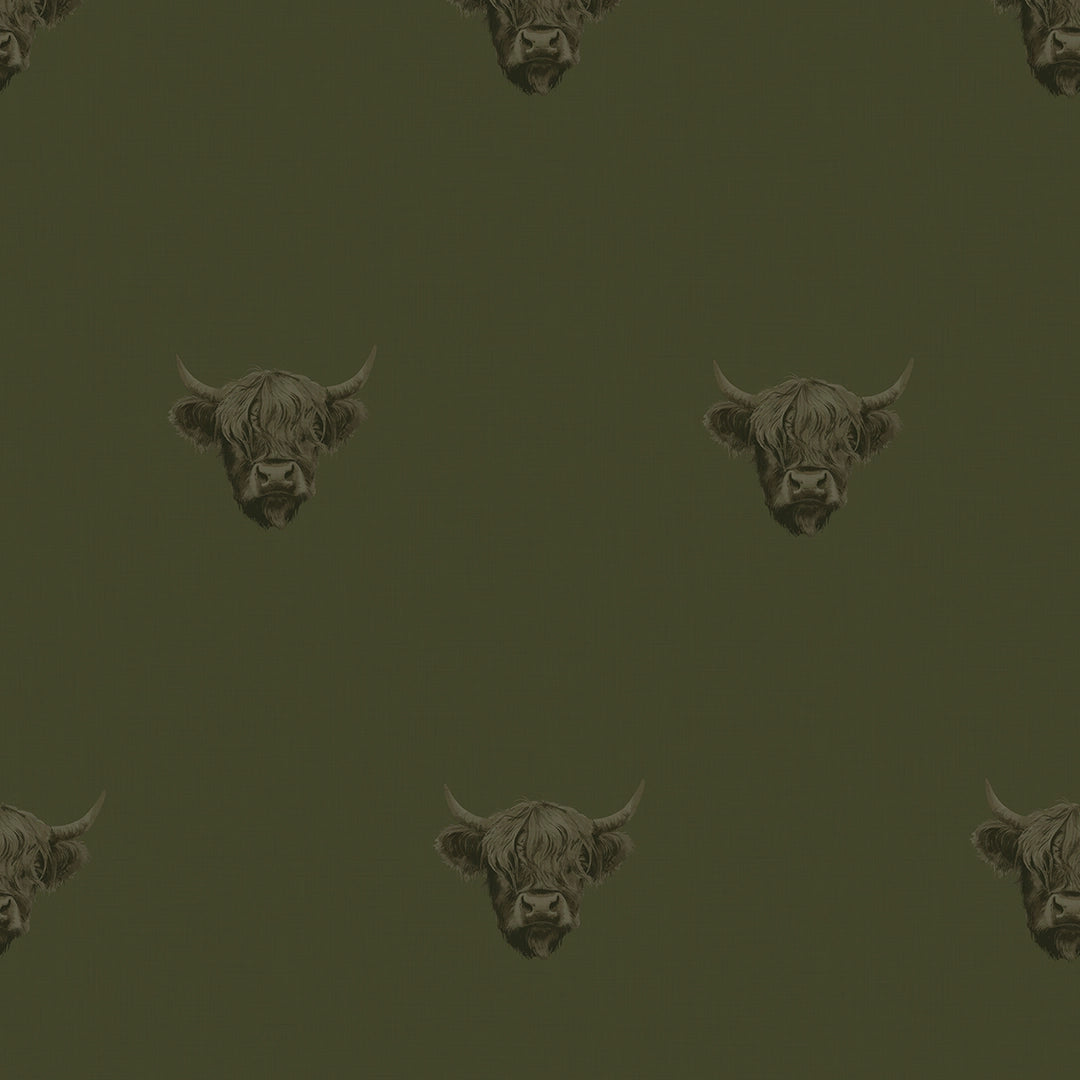 Heilan Coo Wallpaper in Gentleman Green