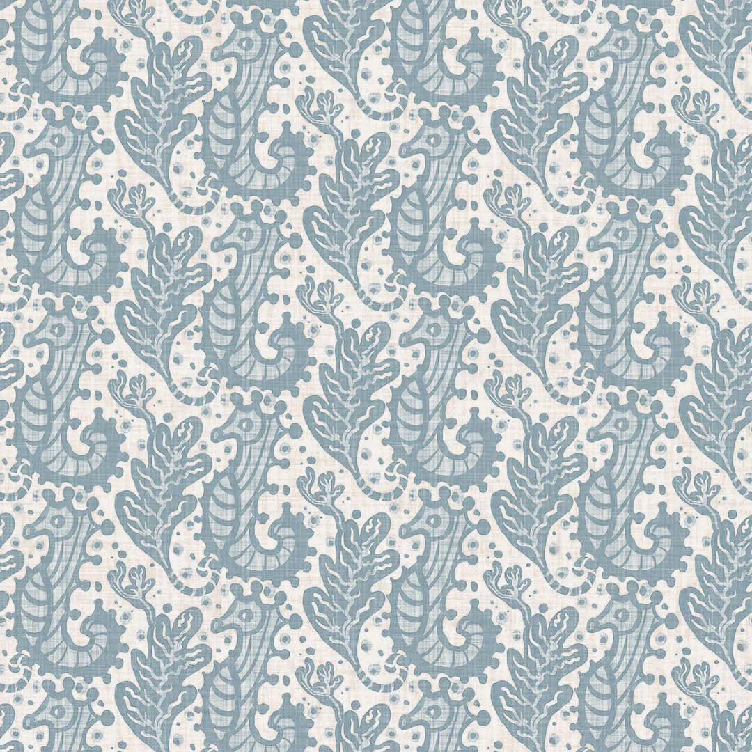 Shetland Seahorses Wallpaper in Cornflower Blue