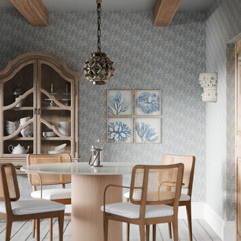 Shetland Seahorses Wallpaper in Cornflower Blue