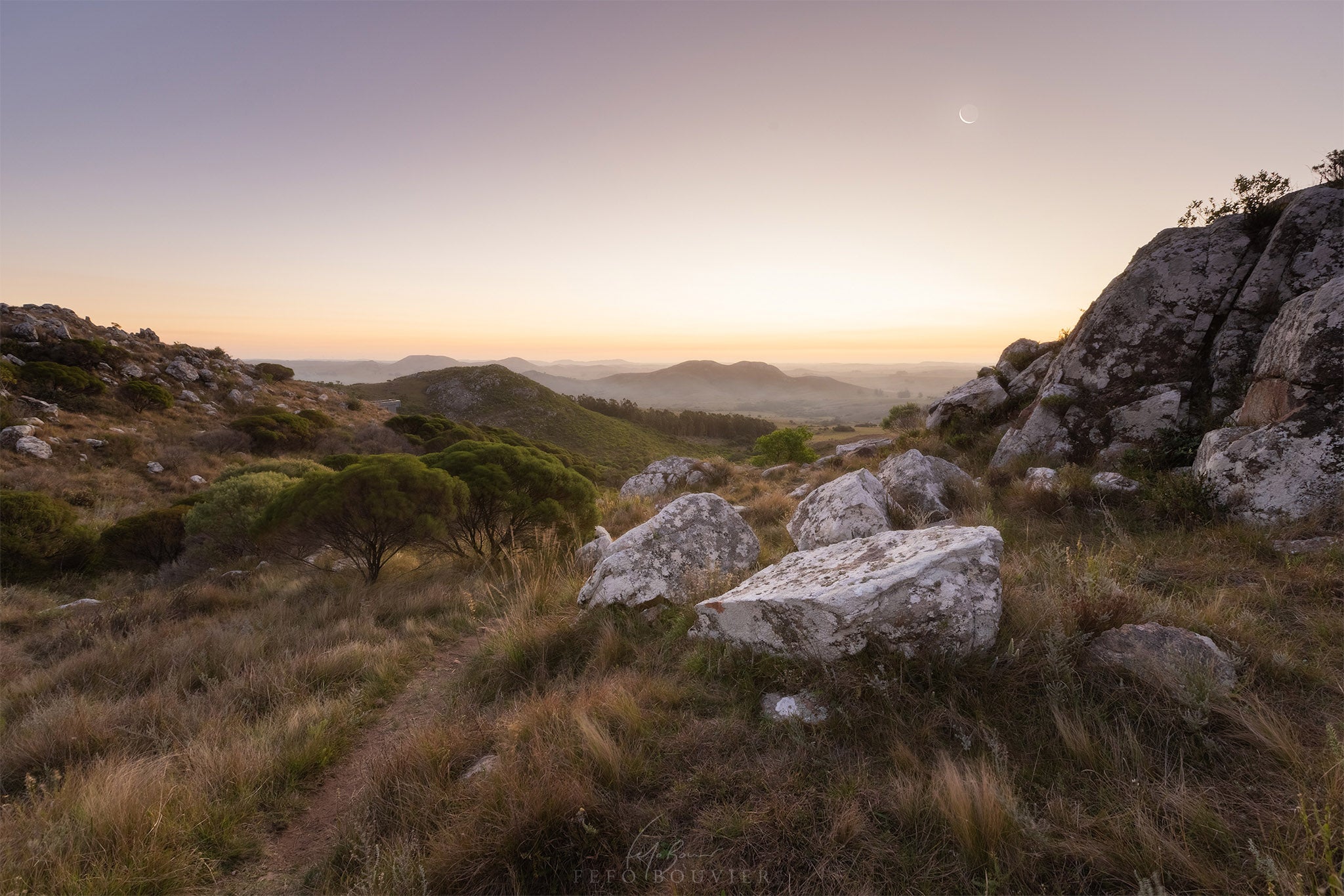 Atardecer en las Sierras de Minas, Lavalleja, Uruguay