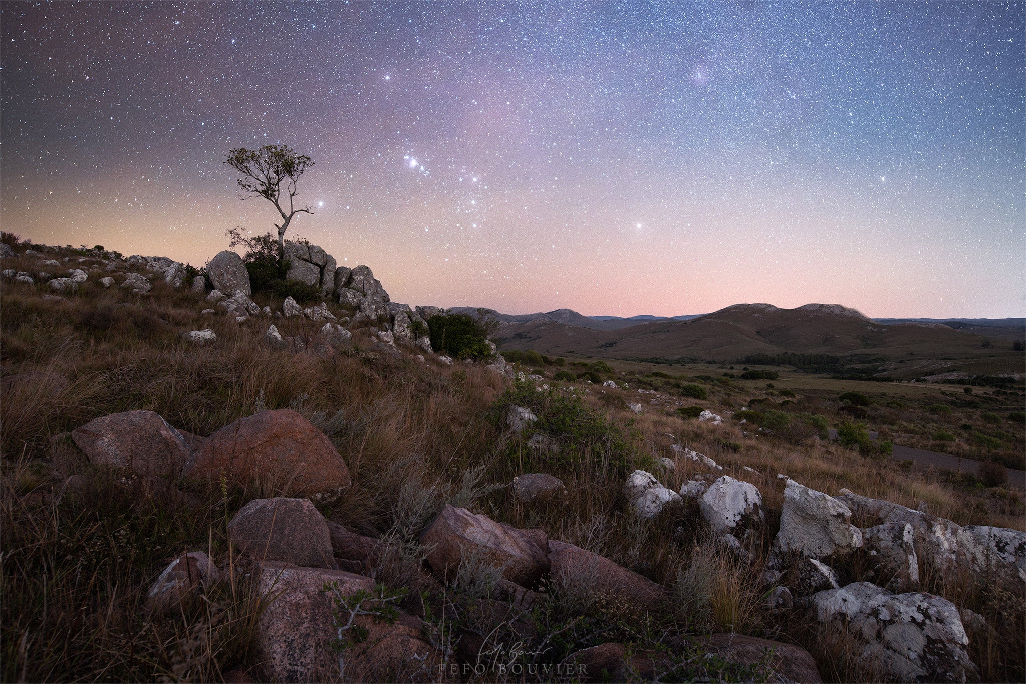 Cielo nocturno en las Sierras de Minas, Lavalleja, Uruguay