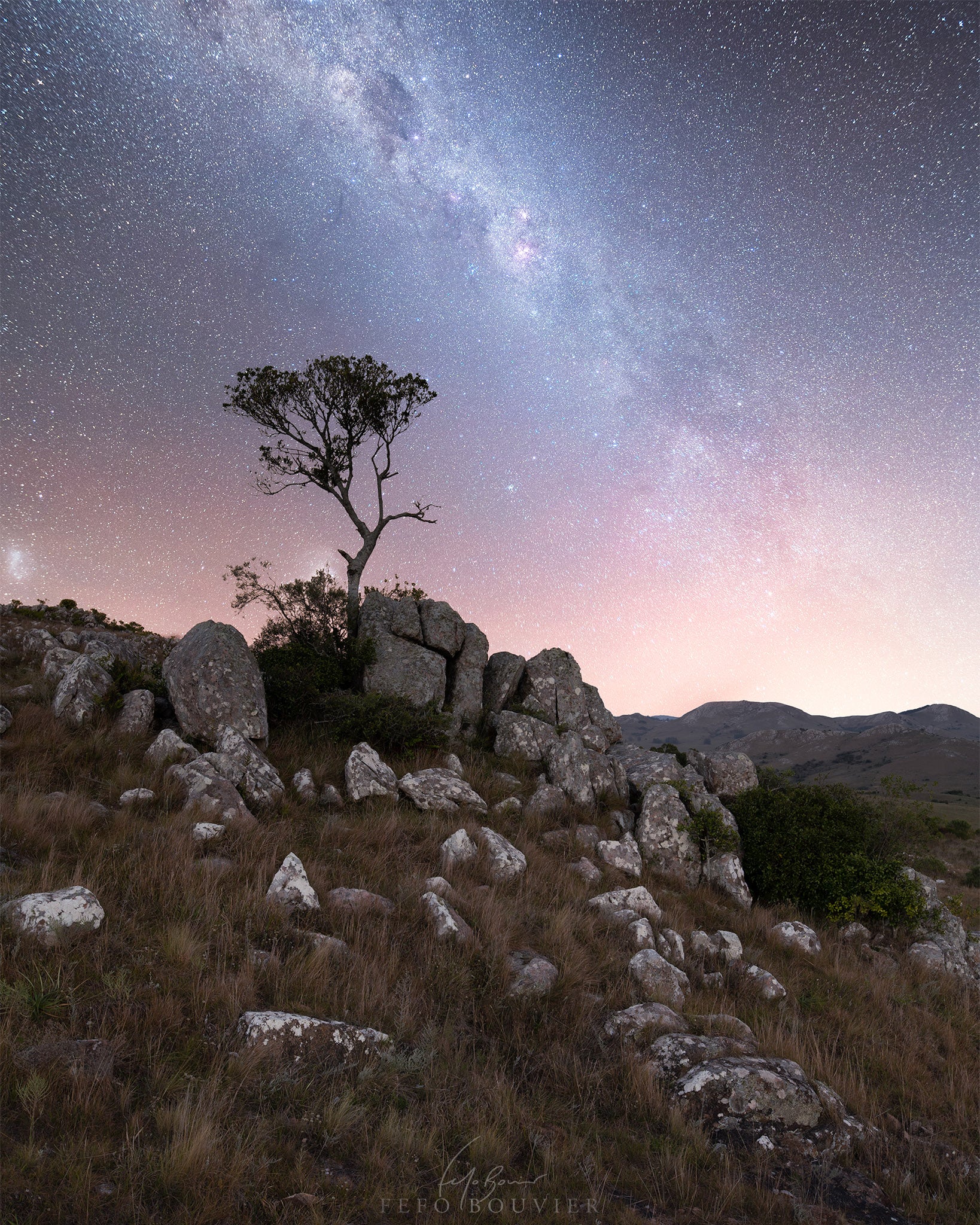 Cielo nocturno en las Sierras de Minas, Lavalleja, Uruguay