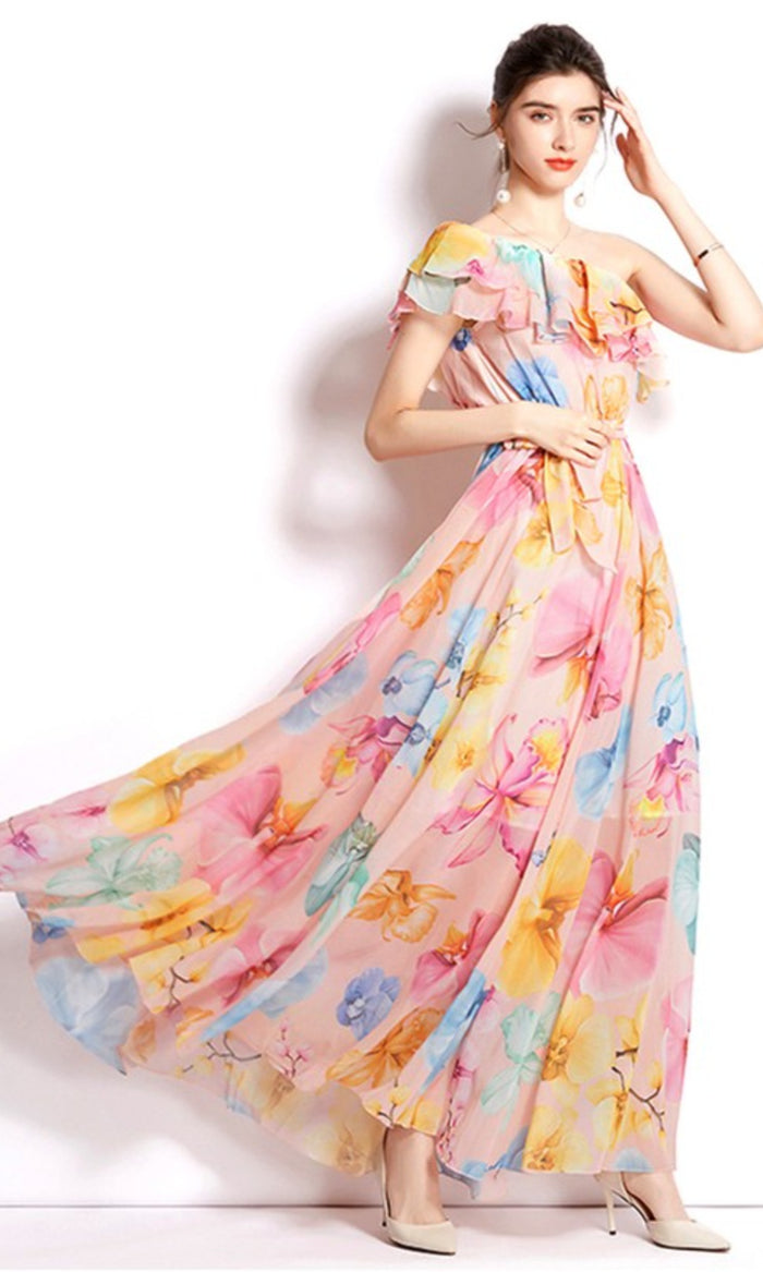 Off-the-Shoulder Long Casual Maxi Dress - PromGirl