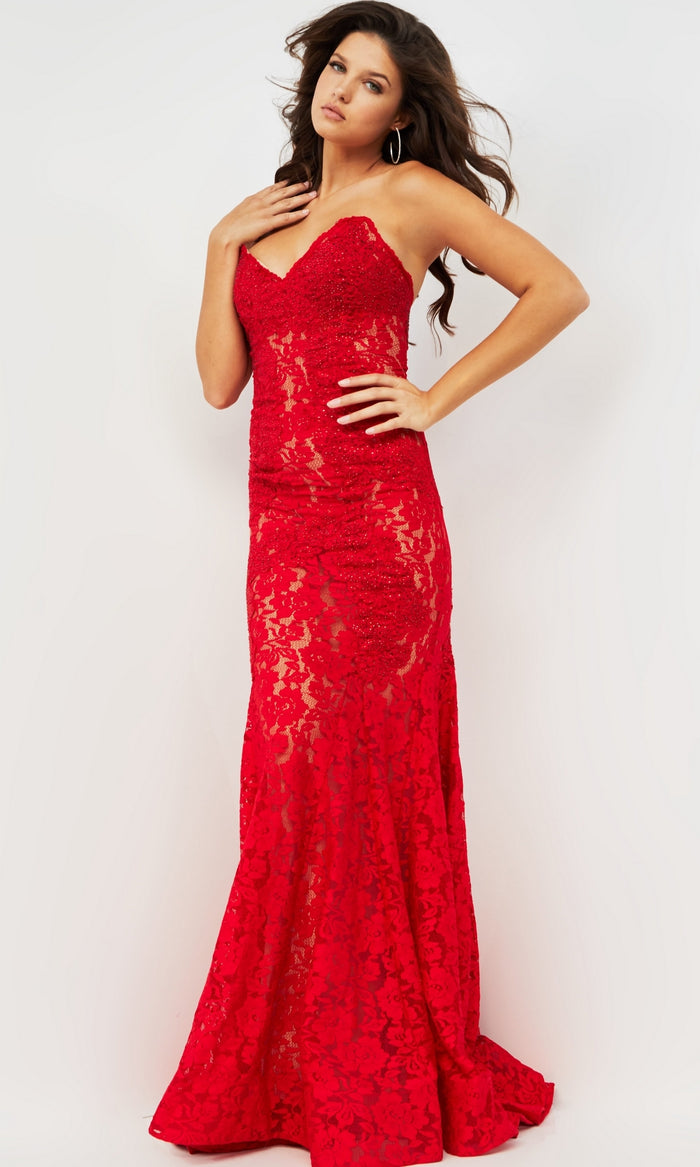 Jovani Dress 36461  Strapless sweetheart cut out dress 36461