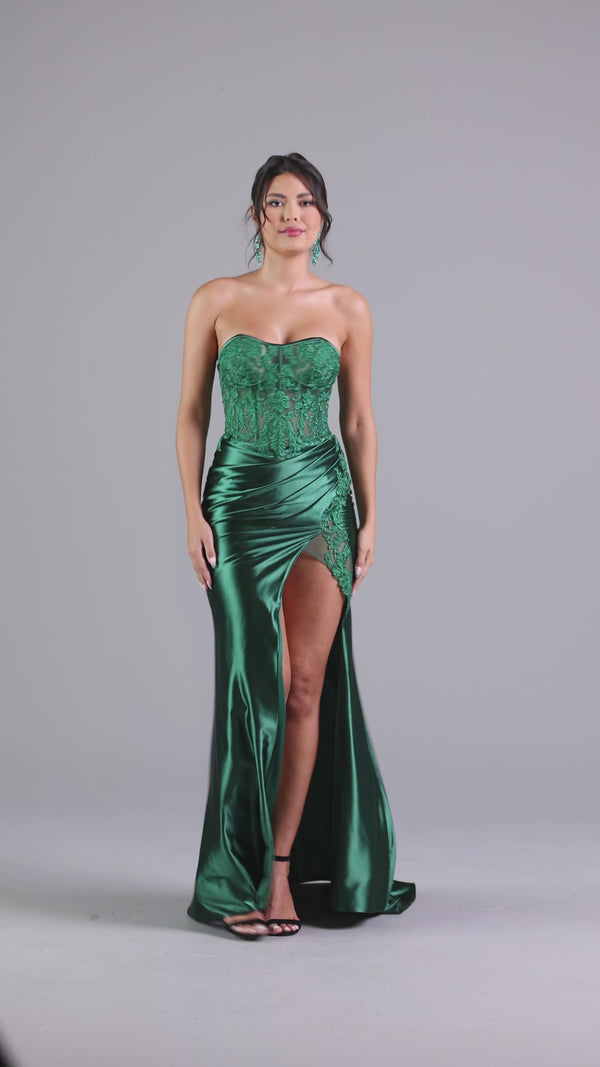 Strapless Dark Green Long Prom Dress Promgirl 8479