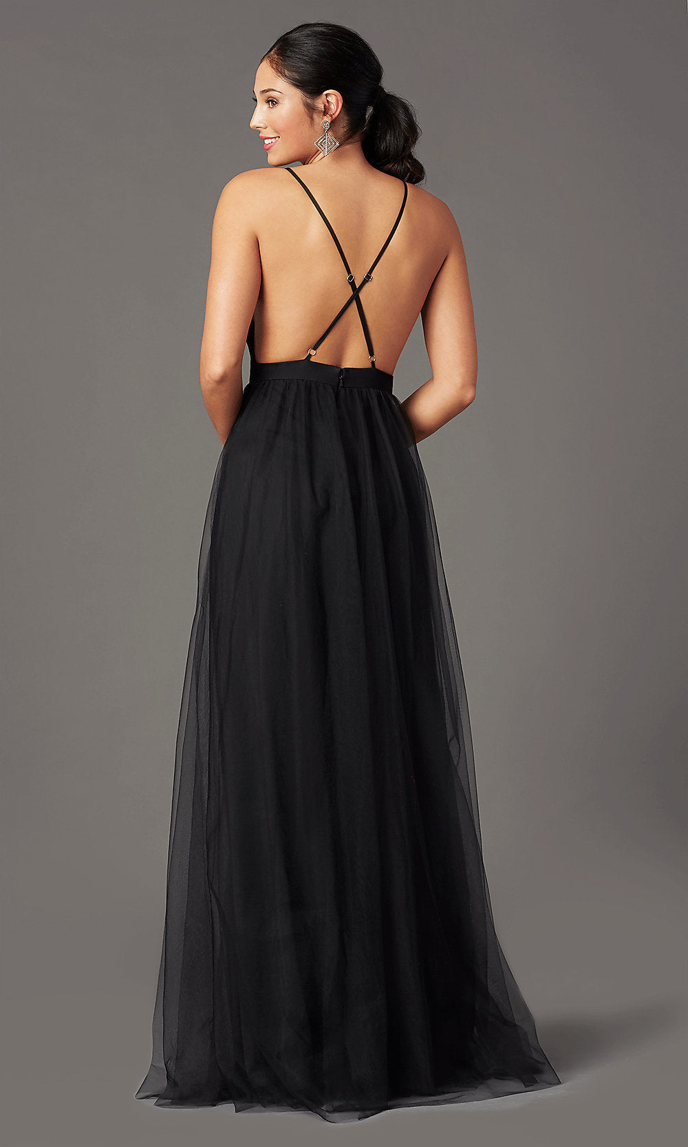 Long Open Back V Neck Formal Prom Dress Promgirl 7607