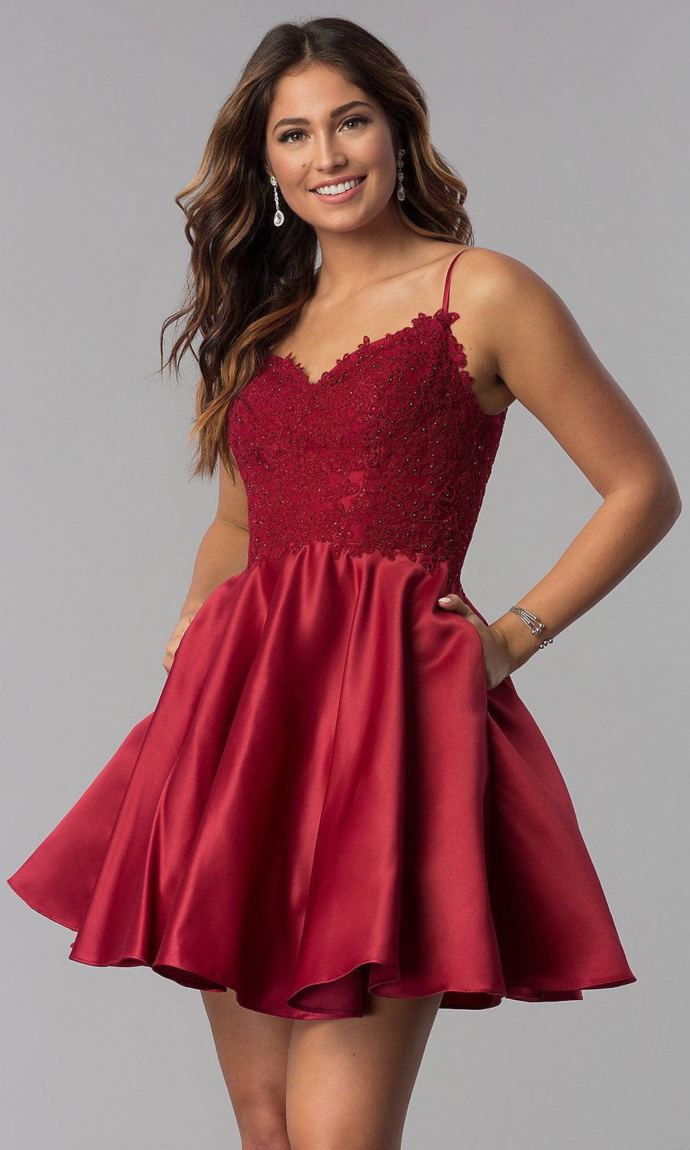 Embroidered-Lace-Applique Homecoming Dress - PromGirl