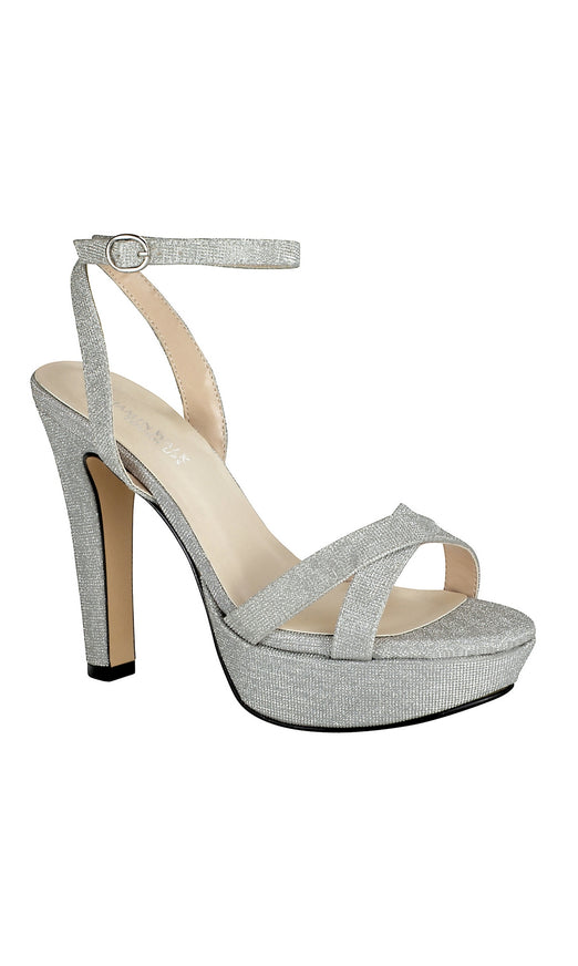 Suzanna Silver Glitter High Platform Heels | XY London