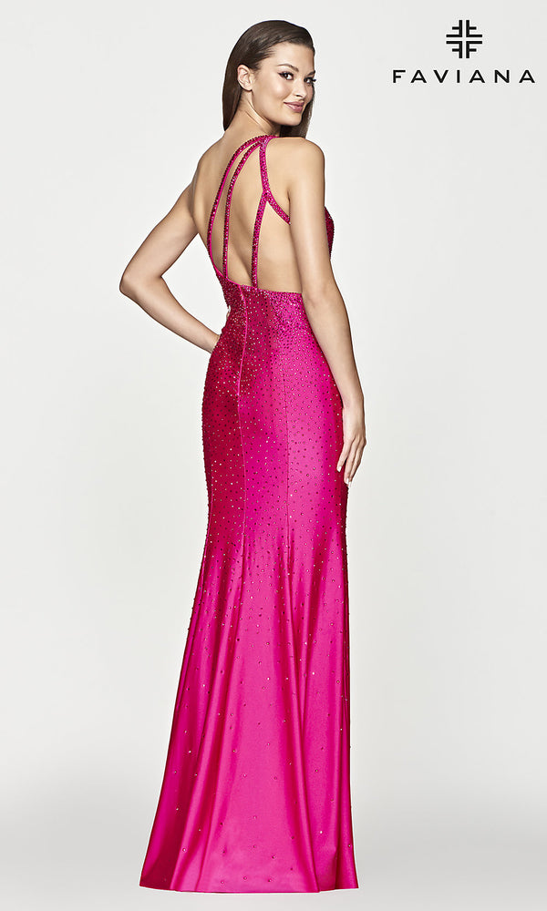 Faviana Long One-Shoulder Beaded Prom Dress -PromGirl