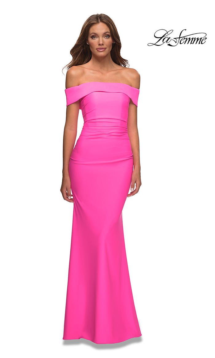 PromGirl Hot Pink One-Shoulder Sequin Prom Dress Hot Pink / 0