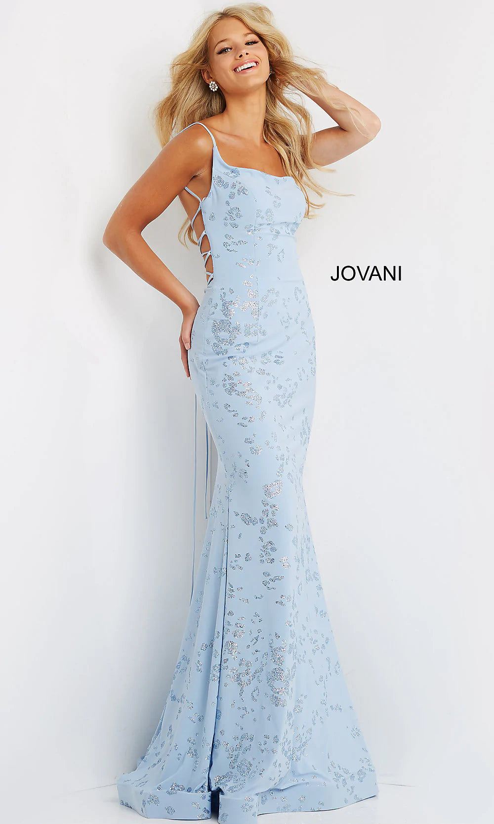 JVN by Jovani Light Blue Glitter Prom Dress - PromGirl