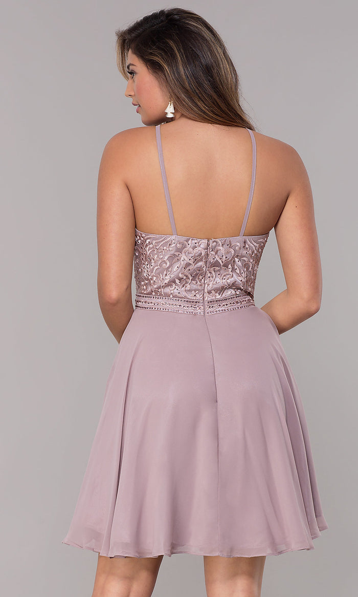 Nora Cap-Sleeve Short Homecoming Dress - PromGirl