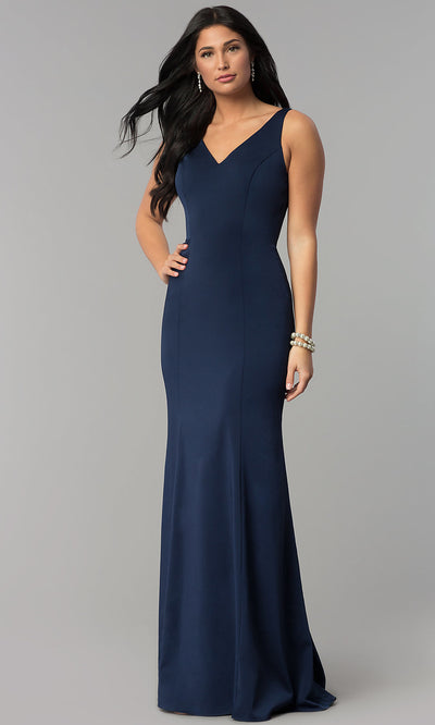 Long V-Neck Princess-Cut Prom Dress - PromGirl