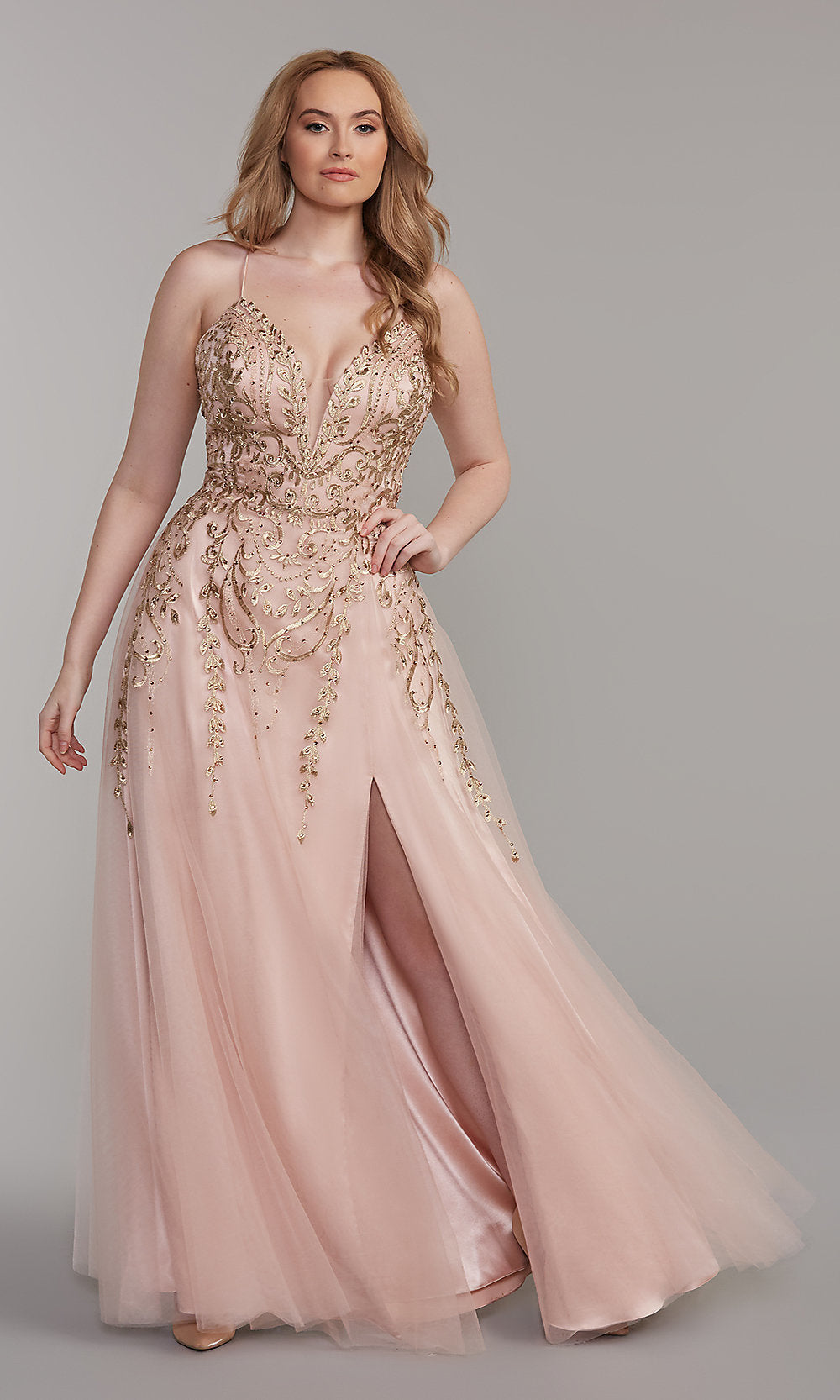 Prom Dress with Metallic - PromGirl