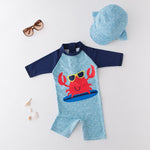 Load image into Gallery viewer, Baby boy or girl swimwear with cap - Sunscreen bathing suit

