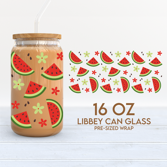 Watermelon 16 oz Glass Can Cup