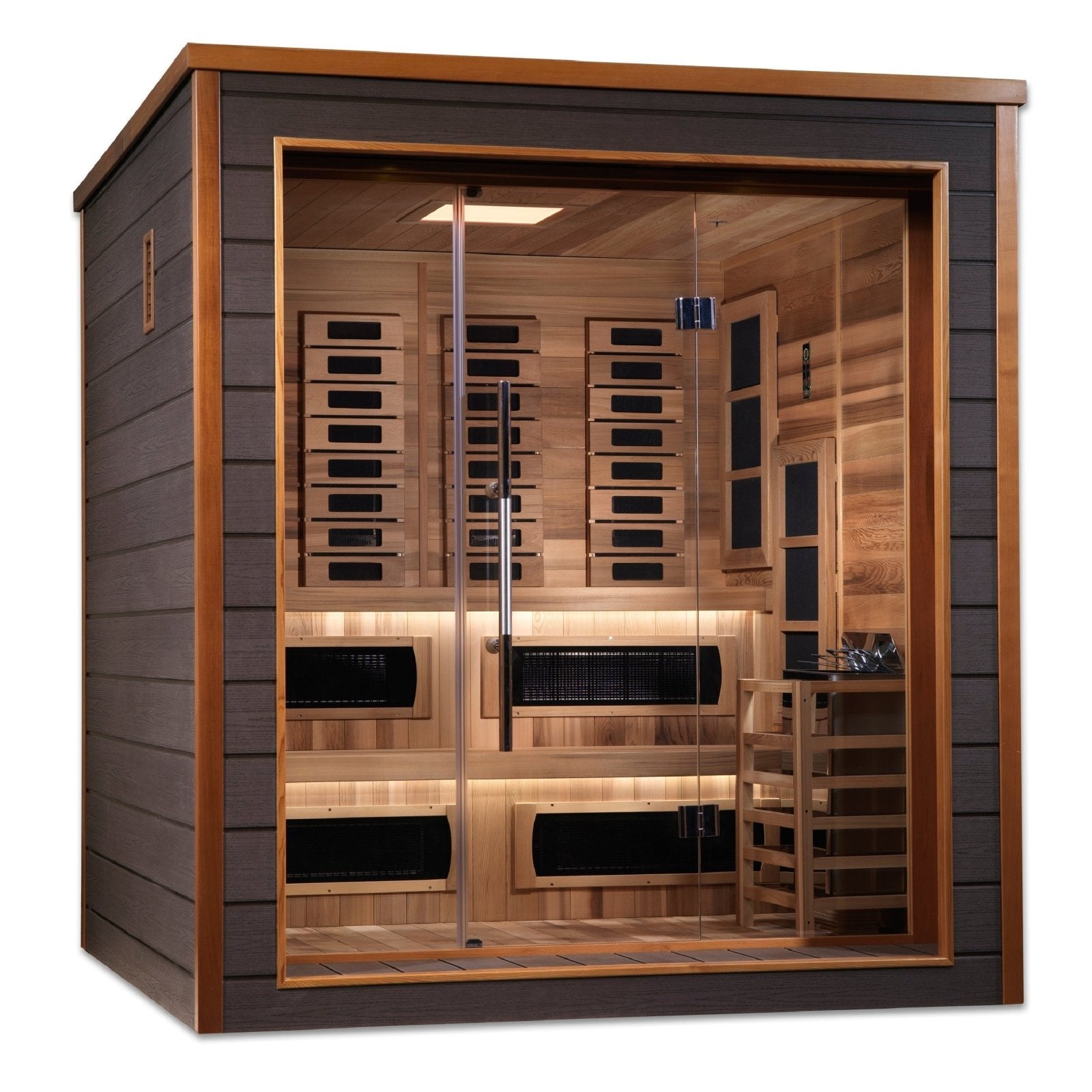 Golden Designs "Karlstad" 6-Person Indoor/Outdoor PureTech™ Full Spectrum Hybrid Sauna (GDI-8226-01) - Canadian Red Cedar Interi - Golden Design Saunas product image