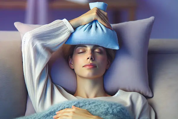 Illustration of cold compress on forehead