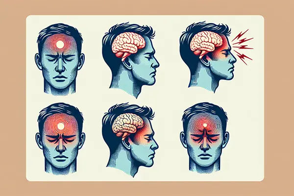 Illustration of different types of headaches