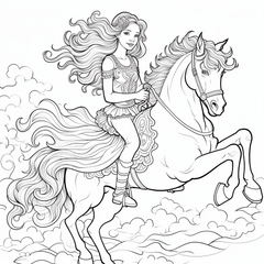 Maisie rides a unicorn