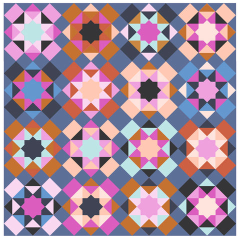 Marrakesh color way mock ups, showing multi color blocks.
