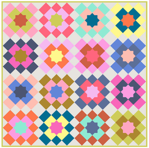 Marrakesh color way mock ups, showing multi color blocks.