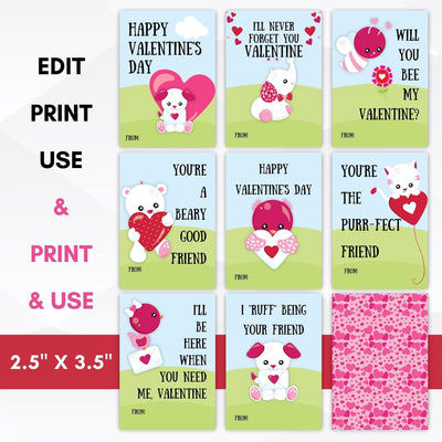 Editable Dog Classroom Valentines Cards – Simple Desert Designs