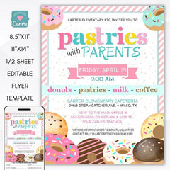 pastries with parents flyer template