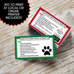 service dog cards printable etiquette