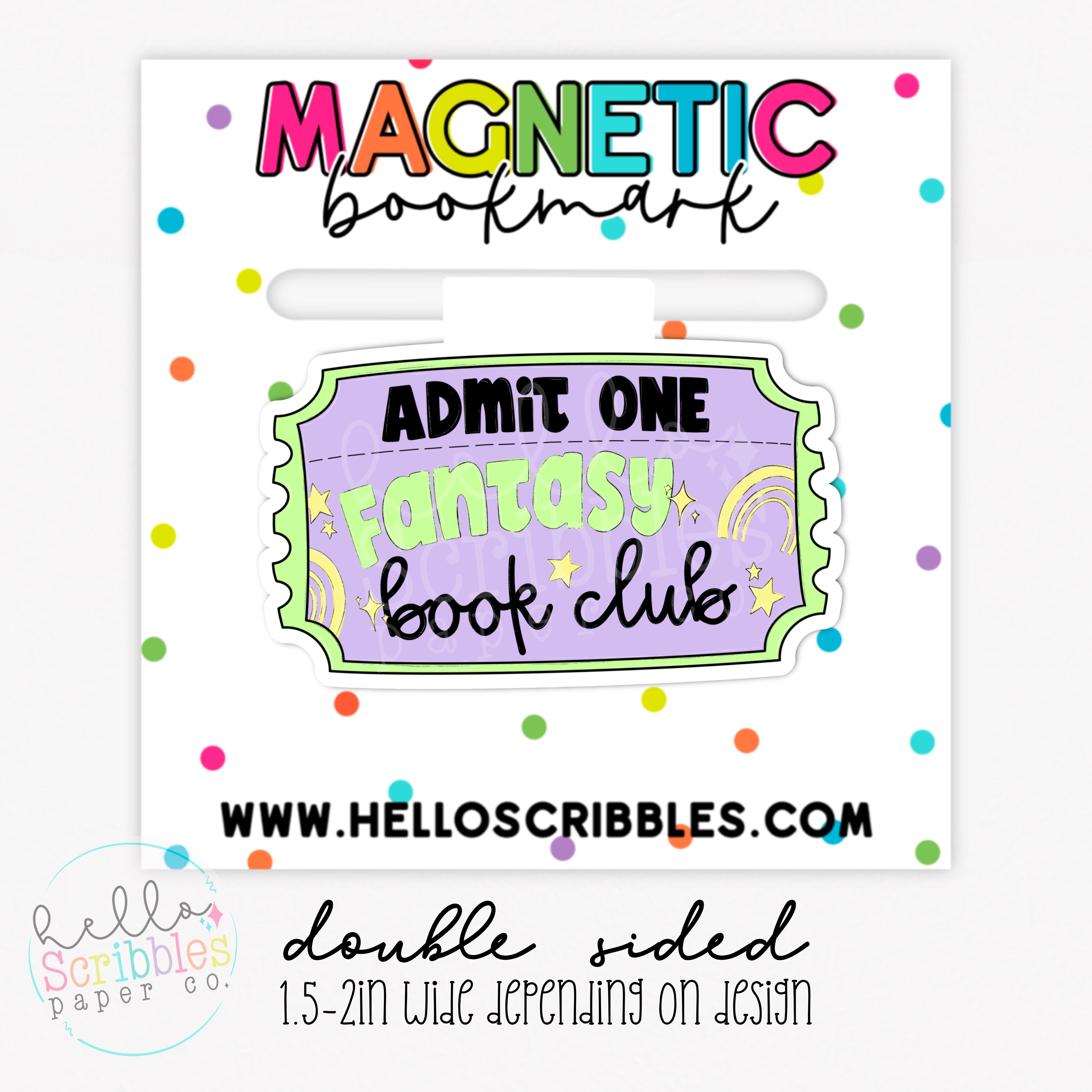 Fantasy Book Club Ticket Magnetic Bookmark – Hello Scribbles Paper Co.