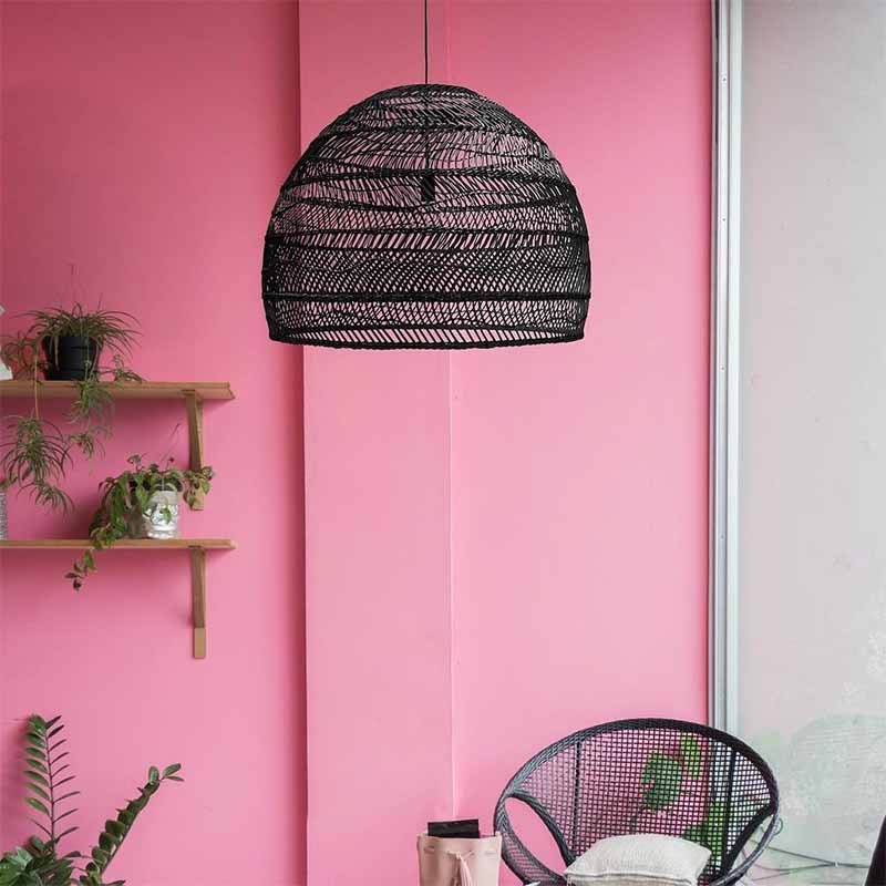 pink rattan light shade