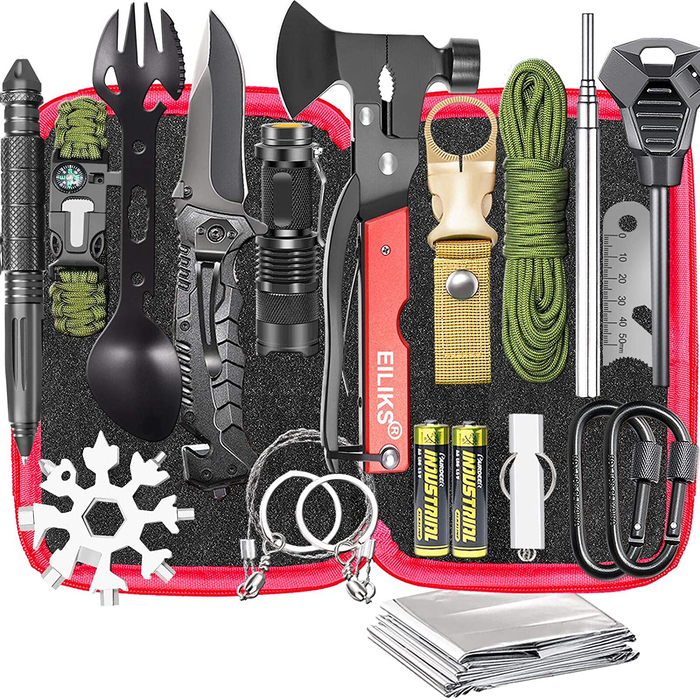 Gifts for Men Dad Husband, Survival Gear and Equipment Kit 20 in 1, Emergency Escape Tool with Axe, Christmas Stocking Stuffers, Cool Gadget Birthday Ideas for Him Boy Camping Hiking Fishing Hunting