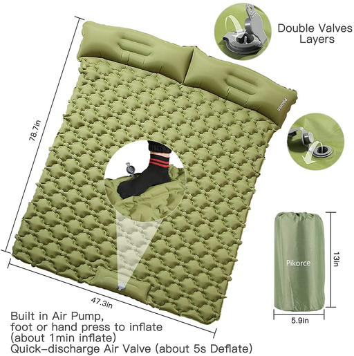 YOUKADA Sleeping-Pad Foam Self-Inflating Camping-Mat for Backpacking Double  Self Inflating Sleeping Pad Camping