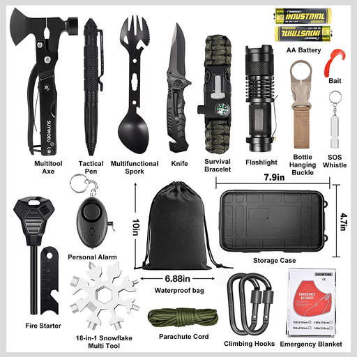 Survival Gear Kit, 21 in 1 Survival Gear and Equipment, Cool Top Gadgets  Christmas Birthday Gifts for Men Dad Him Husband Boyfriend Teen Boy Camping