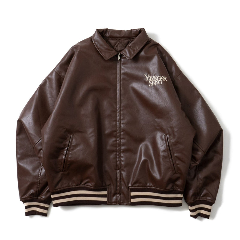 younger song Leather Stadium Jacket - アウター