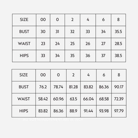 petite clothing size chart in inches and centimeters